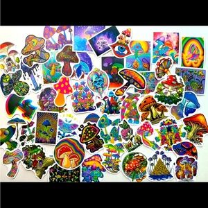 50pcs Psychedelic  Style Merry Mushroom Vinyl Waterproof Sticker